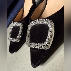 Velvet Heels with Crystal Accents